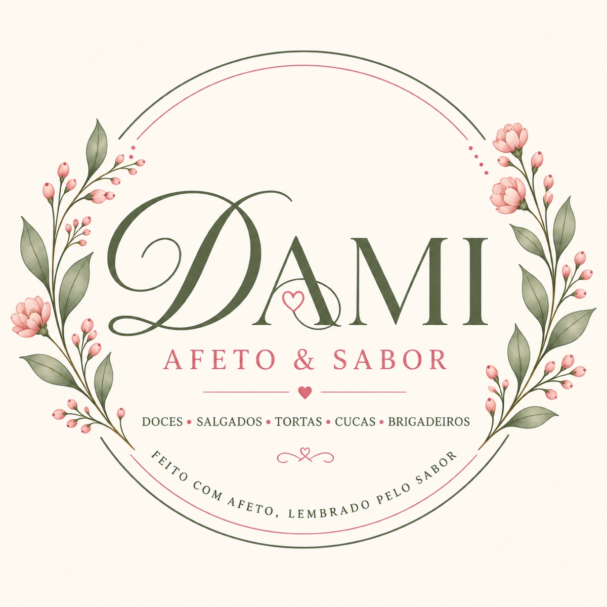 Logo DaMi Afeto & Sabor: doces, salgados, tortas, cucas e brigadeiros
